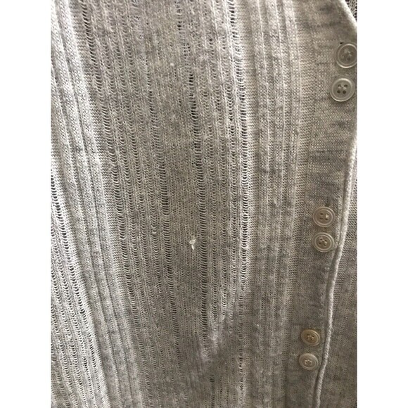 Eileen Fisher Cardigan Petite Small PS Grey Ribbed Lightweight 3/4 Sleeve Linen* - Picture 5 of 11